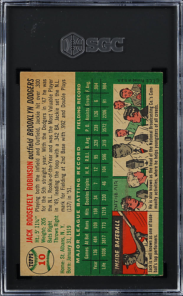 1954 Topps #10 Jackie Robinson SGC VG/EX 4