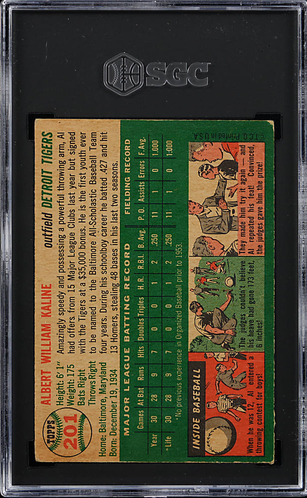 1954 Topps #201 Al Kaline Rookie SGC VG/EX 4