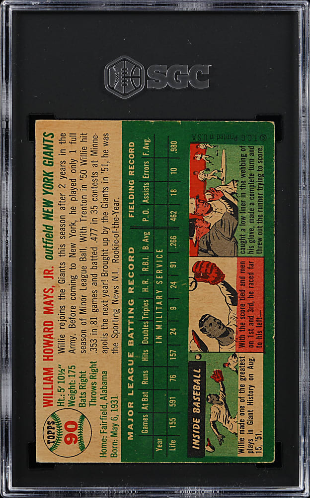 1954 Topps #90 Willie Mays SGC EX 5