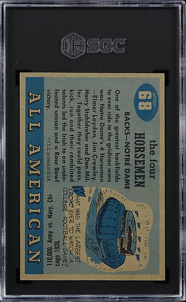 1955 Topps All-American Football #68 The Four Horsemen Shortprint SGC EX/NM 6