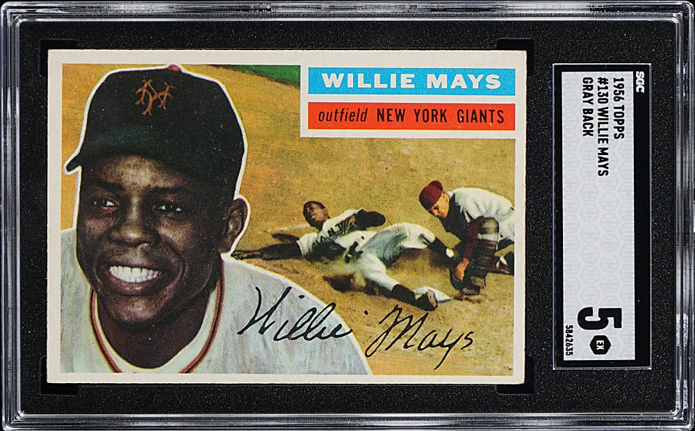 1956 Topps #130 Willie Mays Gray Back SGC EX 5