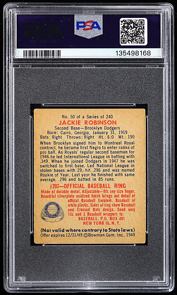 1949 Bowman #50 Jackie Robinson Rookie PSA VG-EX 4