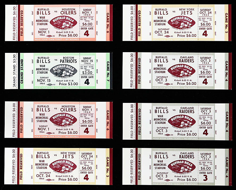 1964 Buffalo Bills Full Ticket Collection (19) Sharp!