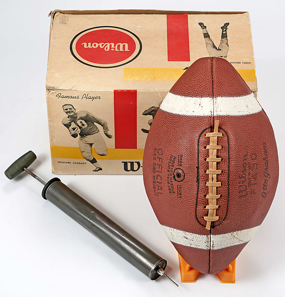 1950s Wilson Football Kit with Otto Graham Signature Football, Original Box, Pump and Kicking Tee