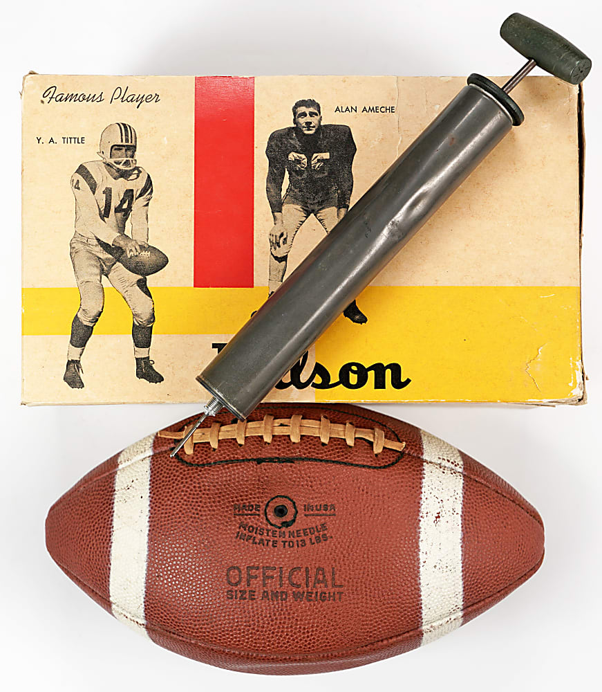 1950s Wilson Football Kit with Otto Graham Signature Football, Original Box, Pump and Kicking Tee