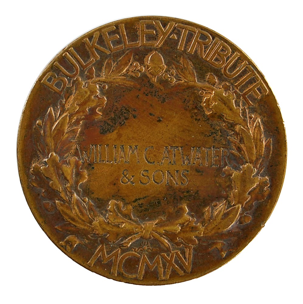 1916 Medallic Arts Co. Morgan Bulkeley Tribute Bronze Medal