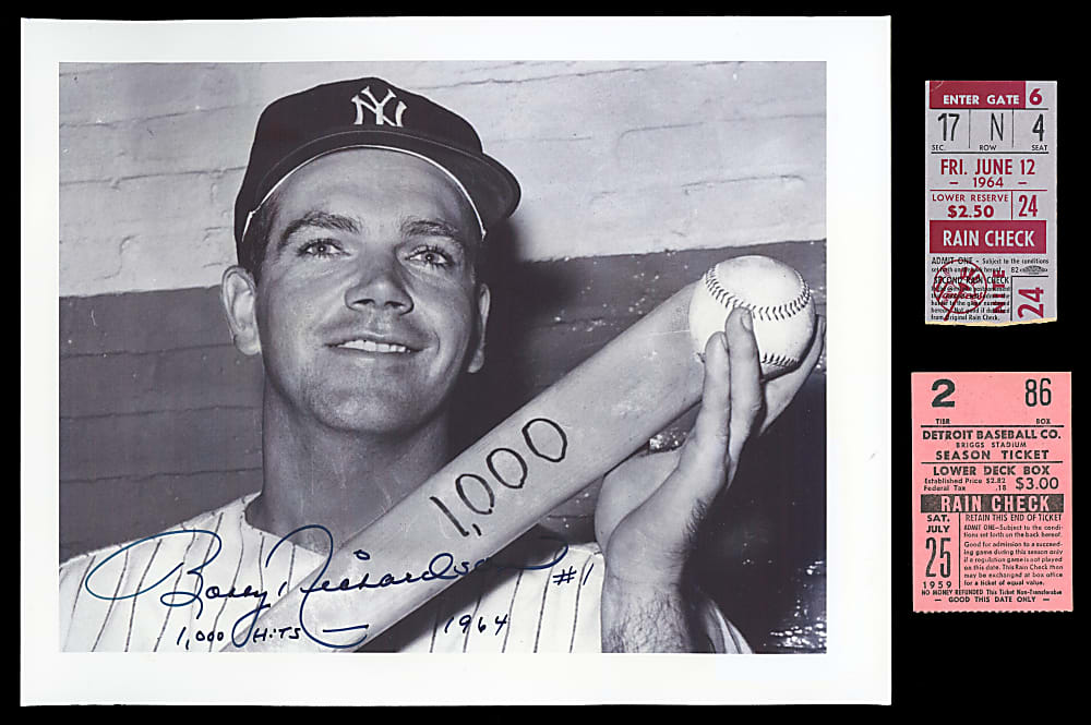 Bobby Richardson Milestone Collection (3) with 1st Career Home Run & 1,000th Hit Ticket Stubs