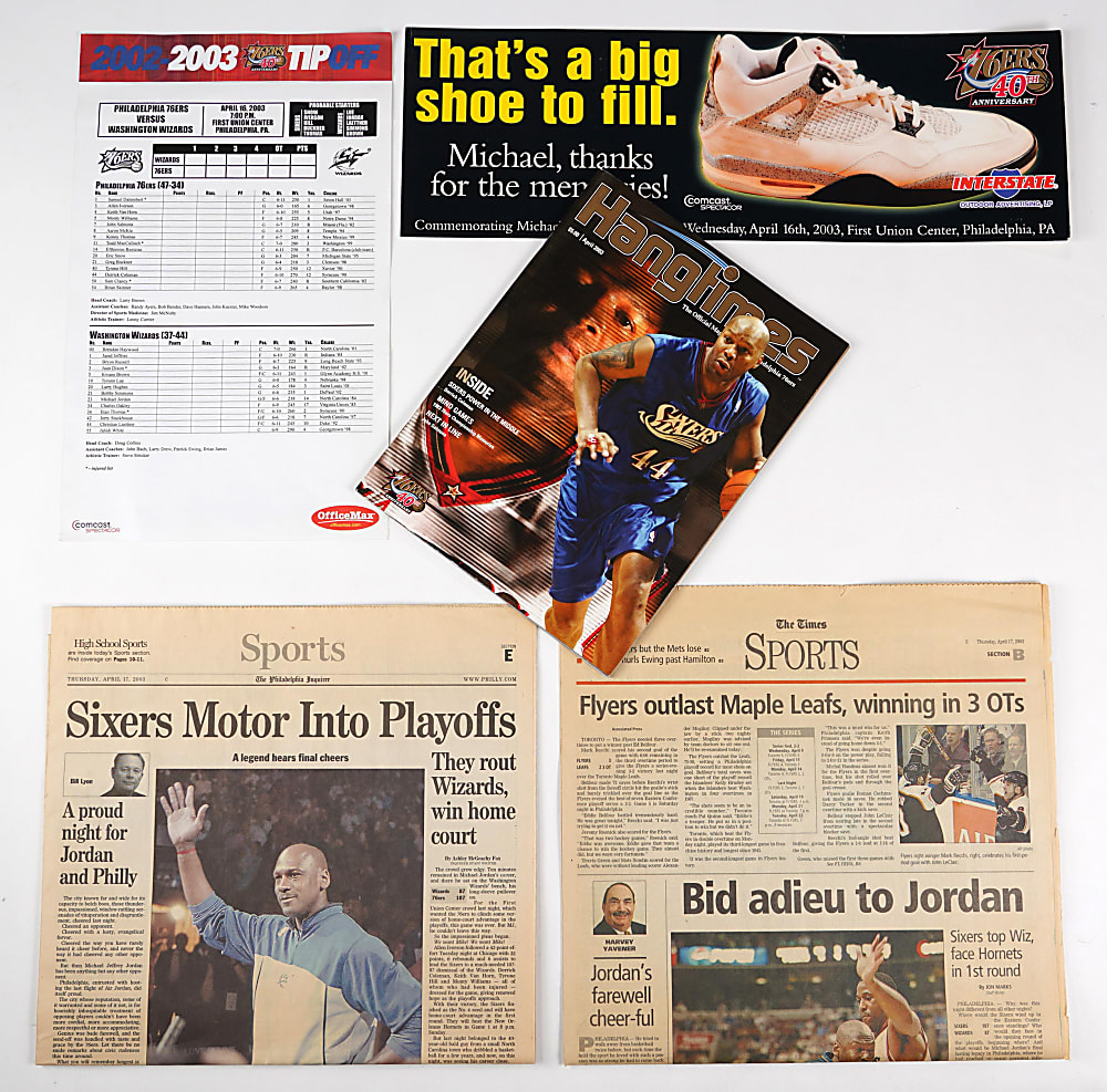 2003 Michael Jordan's Final NBA Game (4/16/03) Collection (8) with (2) Full Tickets