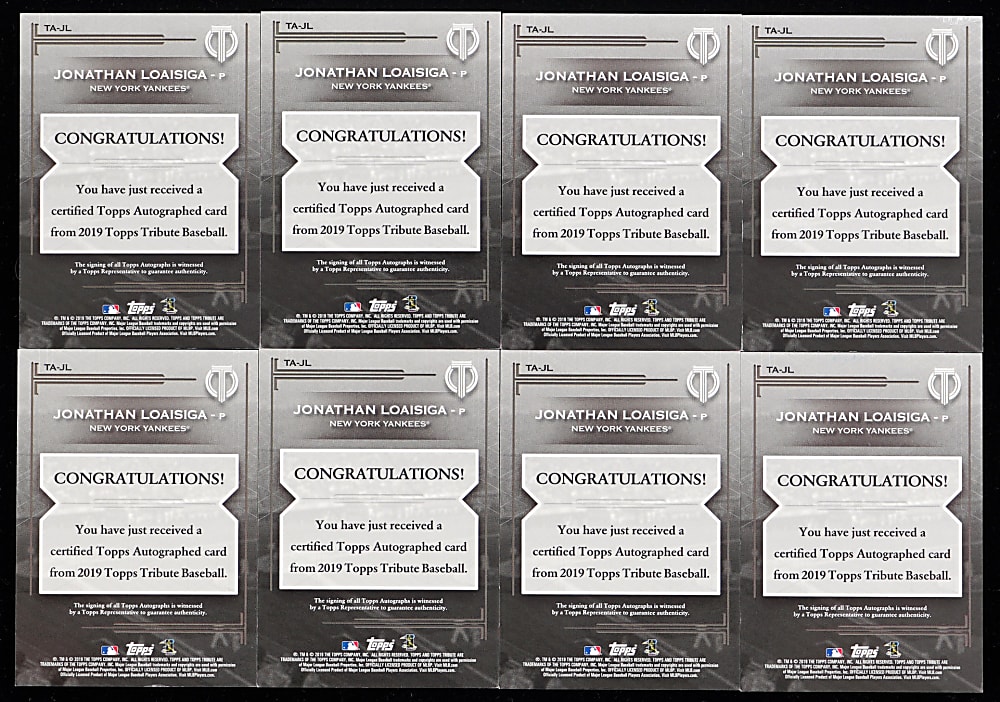 2019 Topps Tribute Jonathan Loaisiga Rookie Certified Autograph Complete Rainbow Set (7) with Black Parallel #1/1