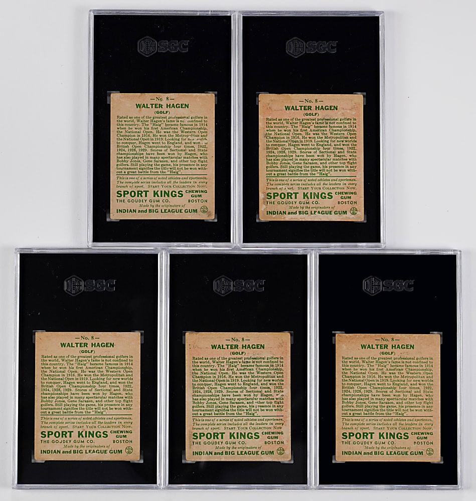 1933 Sport Kings #8 Walter Hagen SGC Graded Cards (5)