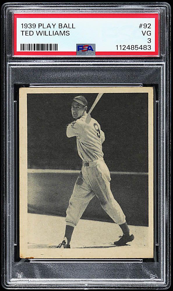 1939 Play Ball #92 Ted Williams Rookie PSA VG 3