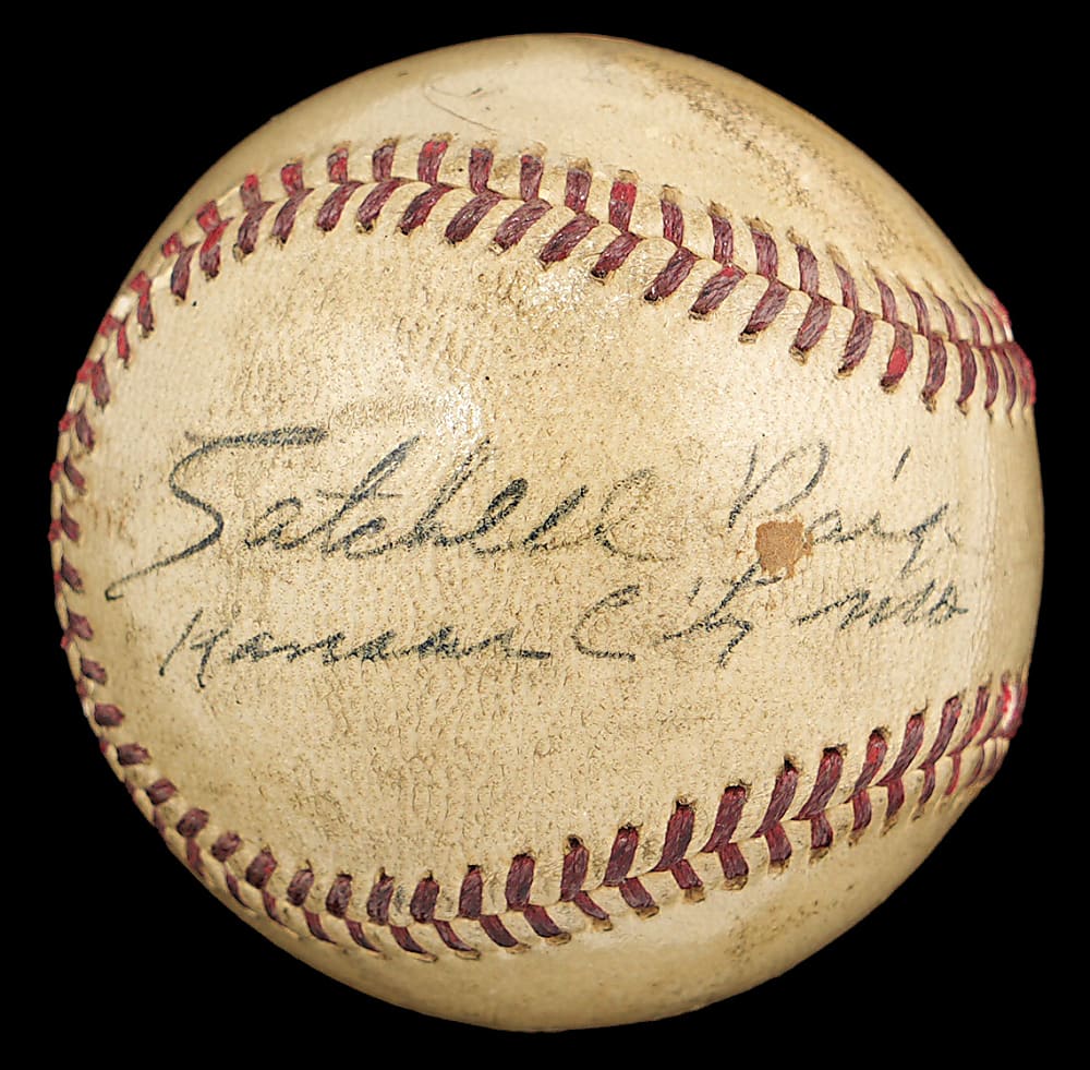 Satchel Paige Single-Signed Baseball with "Kansas City, Mo." Inscription - JSA