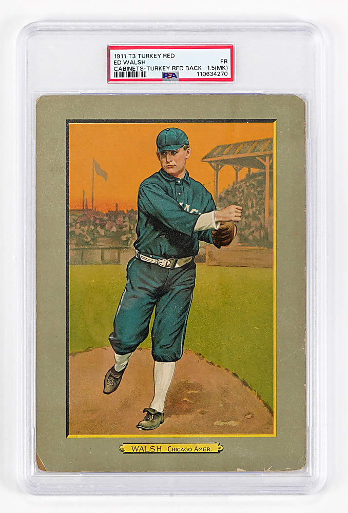 1911 T3 Turkey Red Cabinets #125 Ed Walsh Ad Back PSA FAIR 1.5( mk)