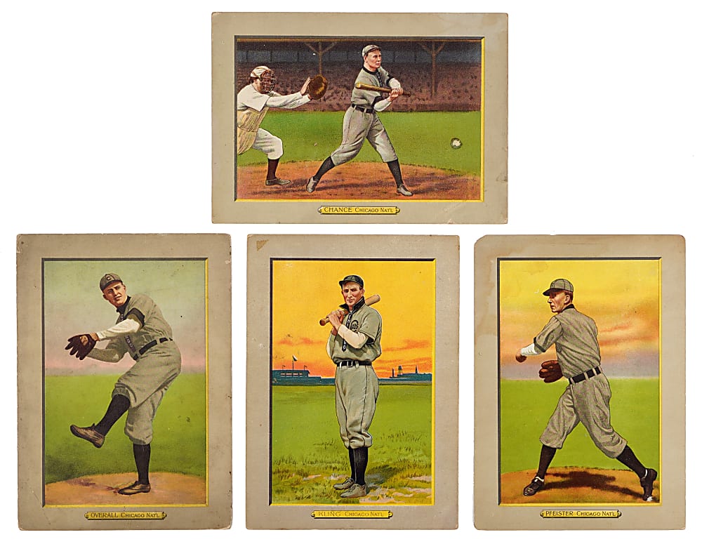 1911 T3 Turkey Red Cabinets  Chicago Cubs Quartet (4) with #47 Frank Chance