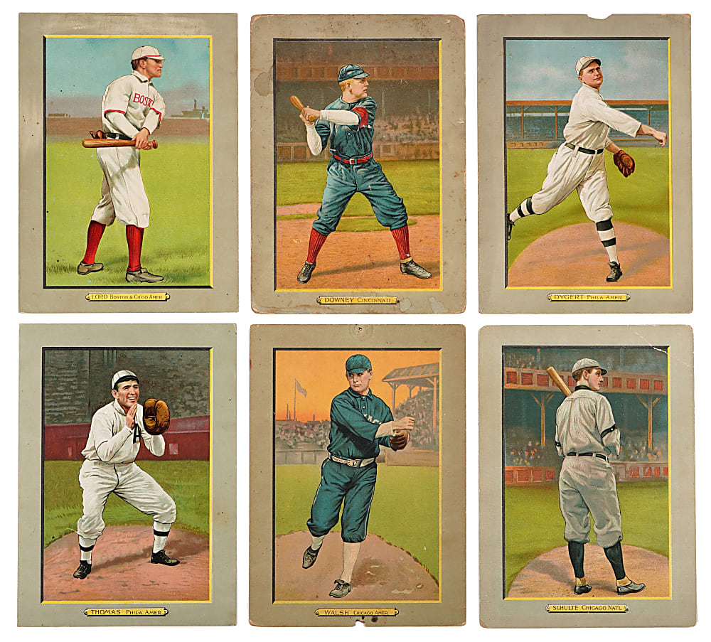 1911 T3 Turkey Red Cabinets Ad Backs Starter Set (13) with Ed Walsh