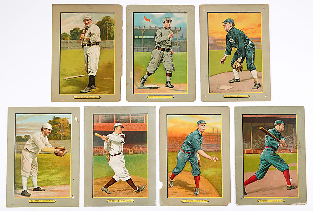 1911 T3 Turkey Red Cabinets Ad Backs Starter Set (13) with Ed Walsh