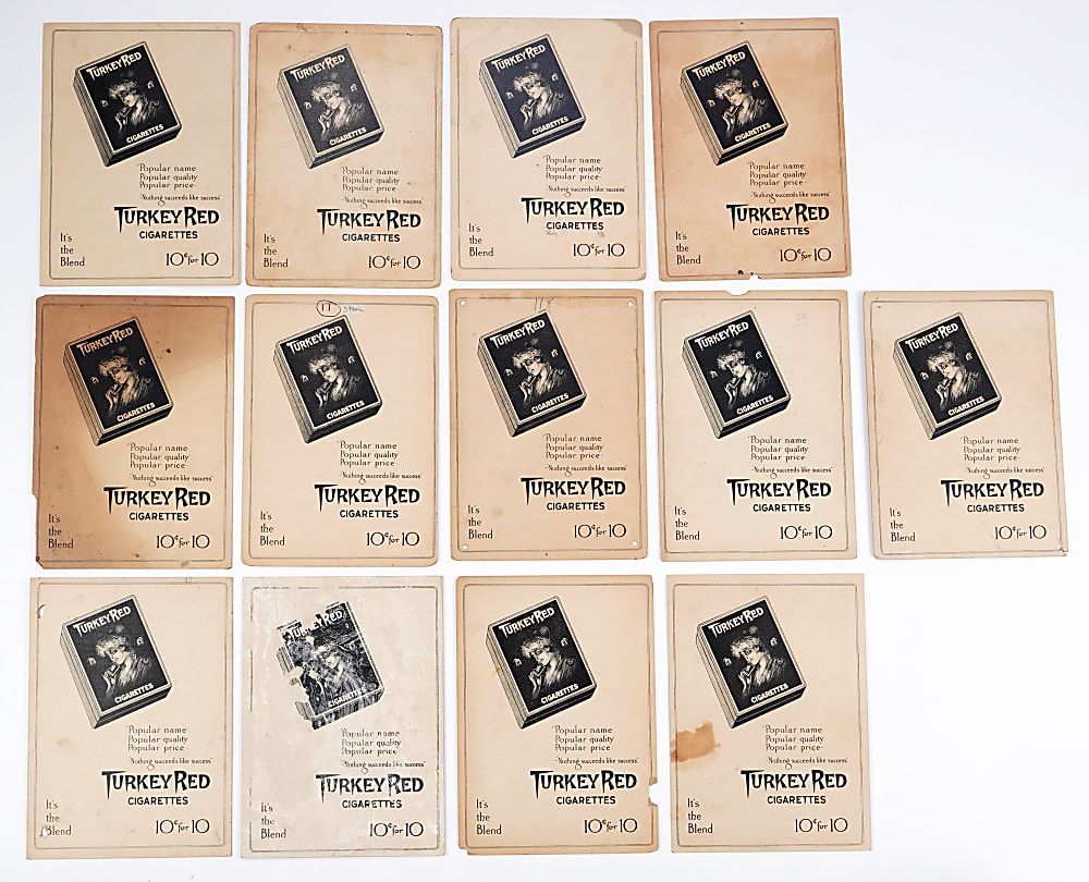1911 T3 Turkey Red Cabinets Ad Backs Starter Set (13) with Ed Walsh
