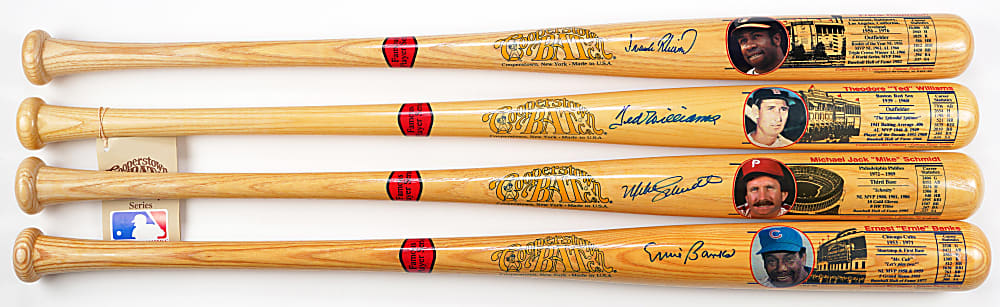 500 Home Run Club Member Single-Signed Cooperstown Bat Co. Photo Bats (4) with Banks, Robinson, Schmidt & Williams