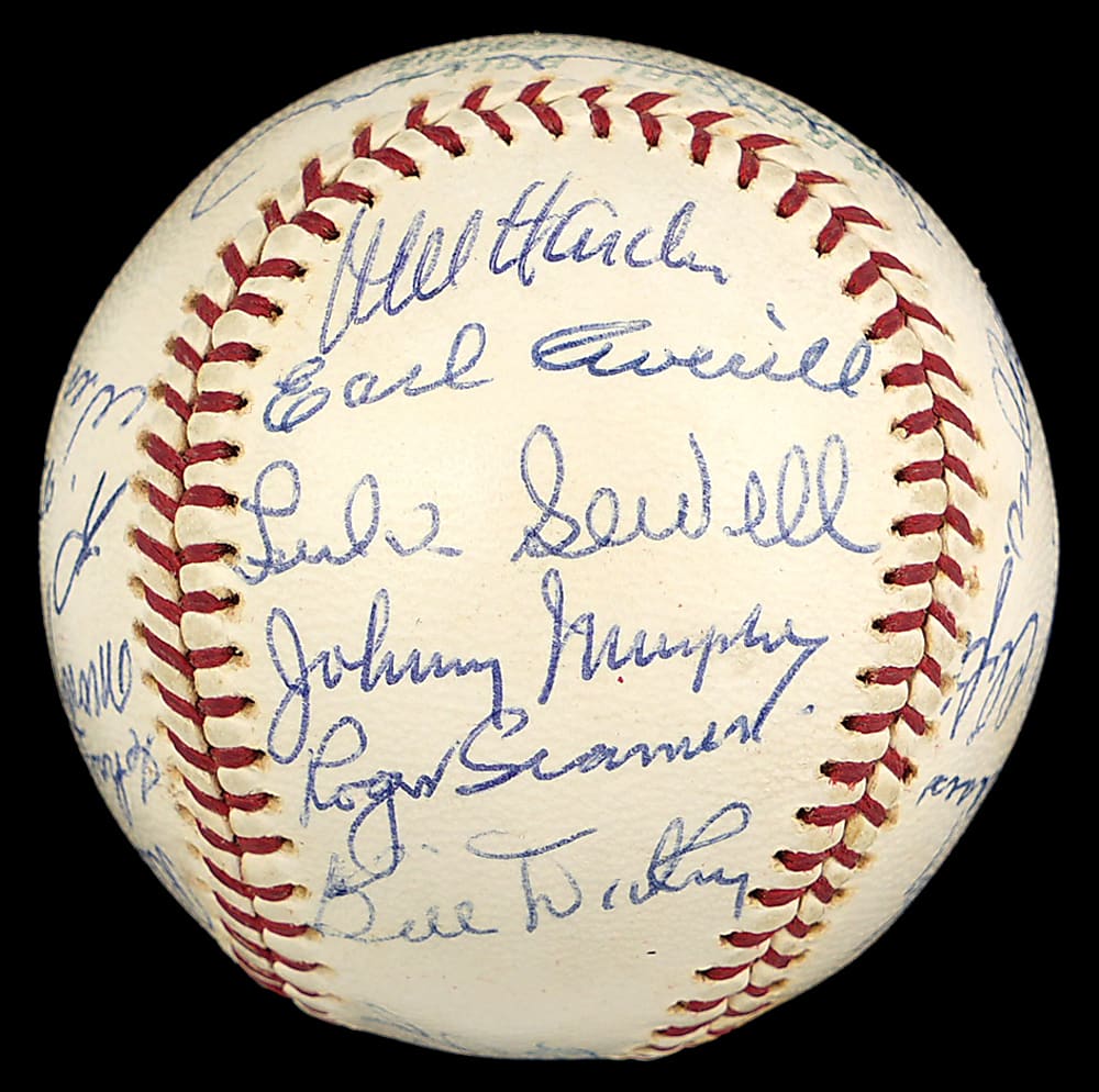 1960s New York Yankees Old Timer's Day Multi-Signed OAL/Cronin Baseball with (21) Signatures Including (10) Hall of Famers - Joe DiMaggio, Bill Dickey, Hank Greenberg