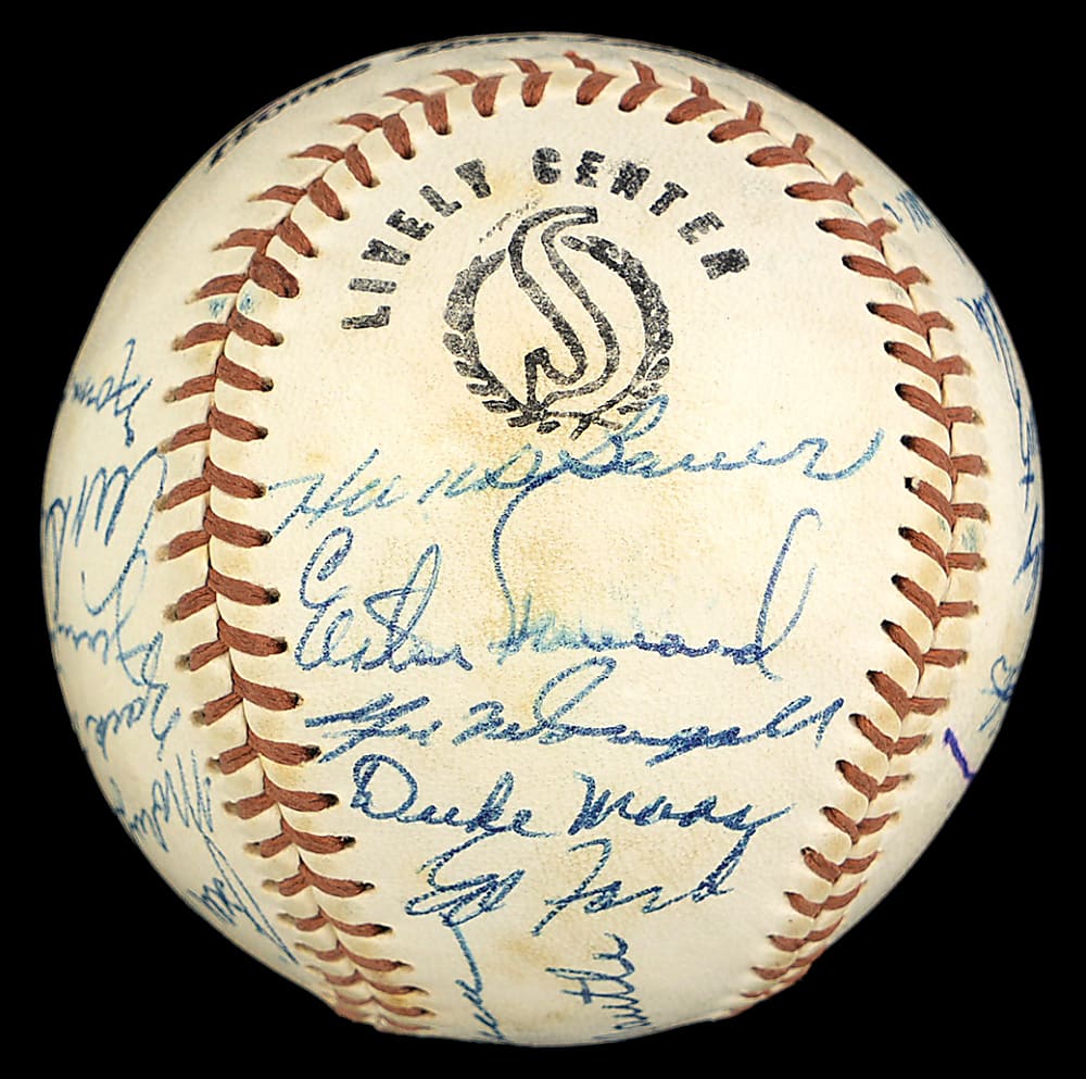 1958 World Champions New York Yankees Team Signed Baseball with (22) Signatures