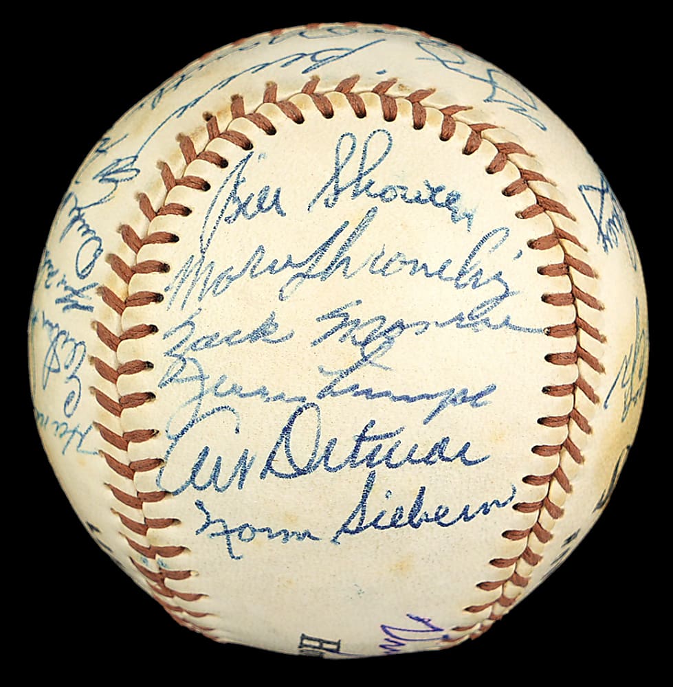 1958 World Champions New York Yankees Team Signed Baseball with (22) Signatures