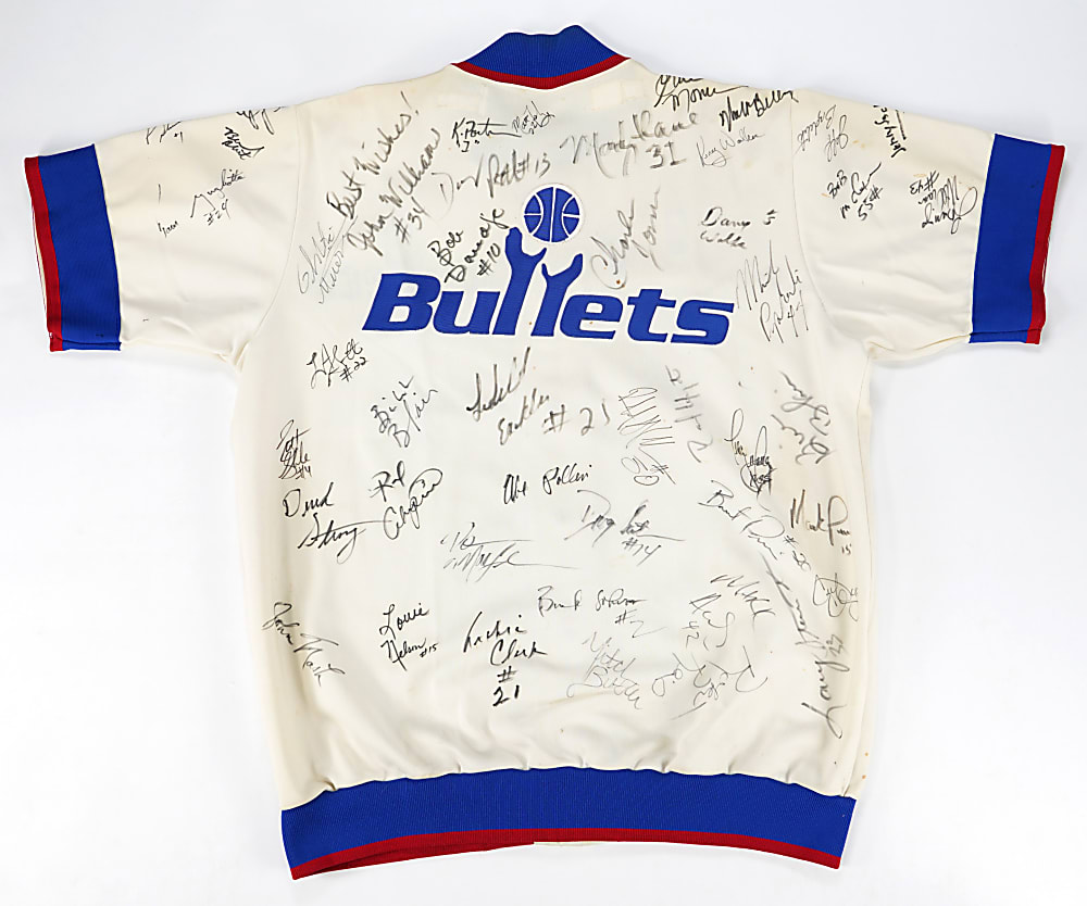 1987 Ledell Eackles Game-Used Washington Bullets Shooting Shirt Signed by (80+) Including (7) Hall of Famers