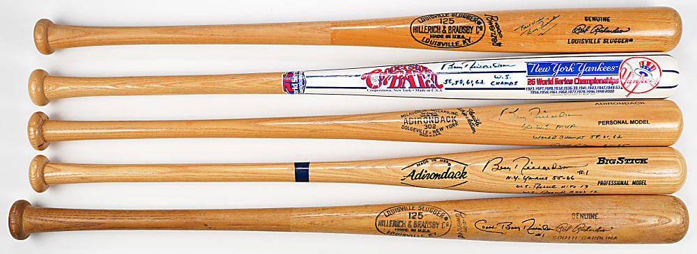 Bobby Richardson Signed and Inscribed Bats (5) with 1970s University of South Carolina Team-Issued Model & Career Highlights Bat