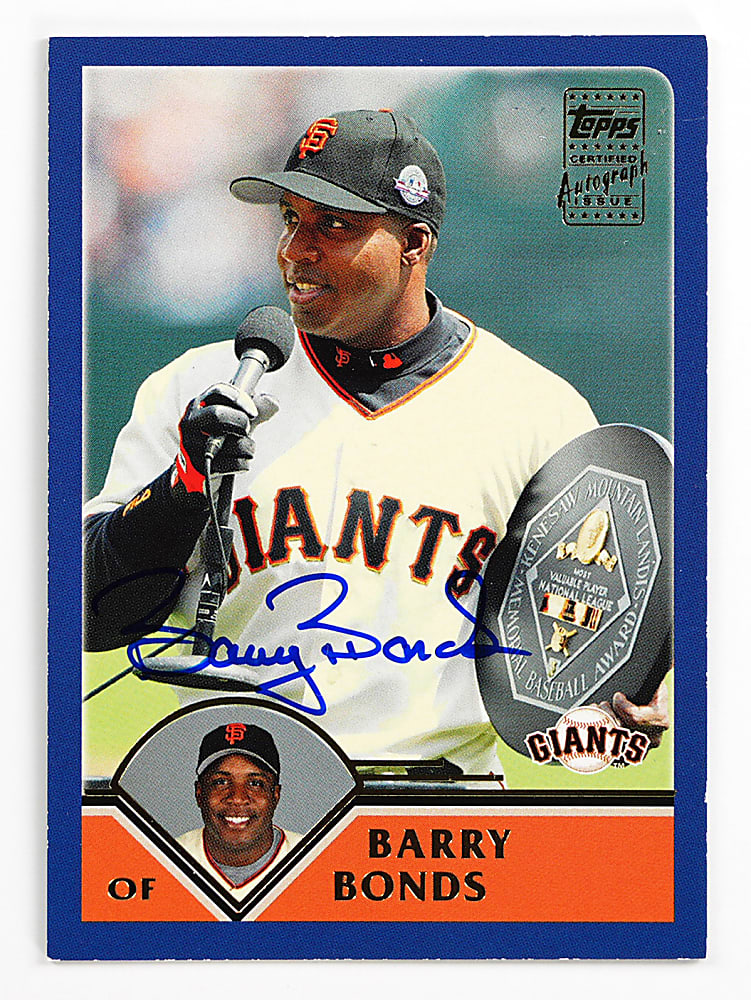 2005 Topps Barry Bonds #6 MVP Autographs # 3/6 - Hobby Pack Odds (1:222,792)