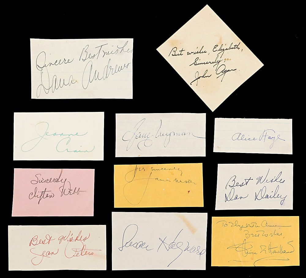 1940s to 1950s Signed Hollywood Stars Photos (18) and cuts (11)