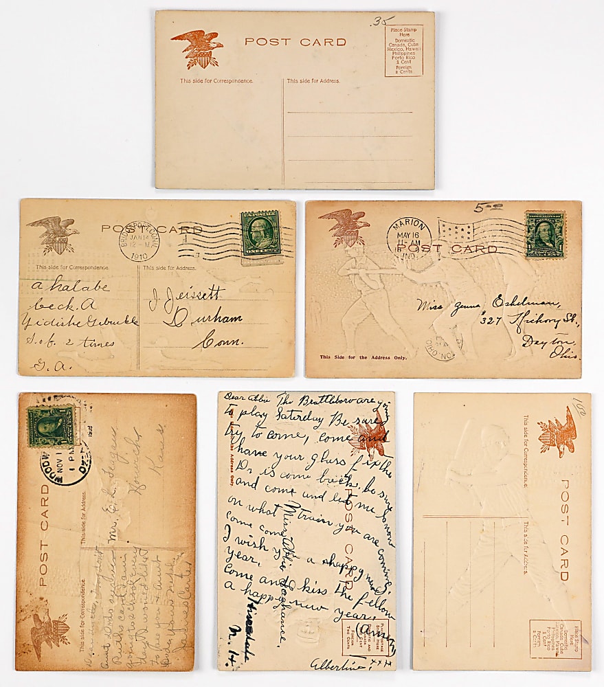 Scarce 1906 PC792 Embossed Baseball Postcards Set (6)