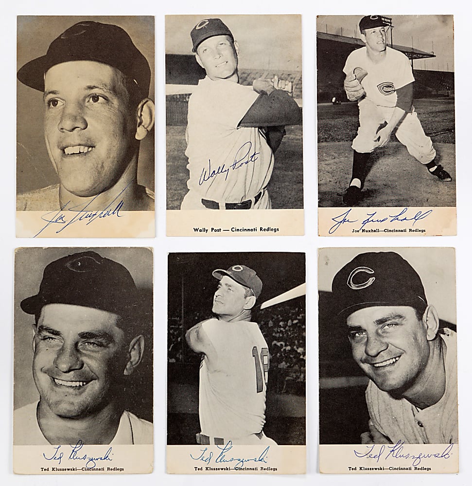 1954 to 1958 Cincinnati Reds Signed Real Photo Postcards (100 Different)