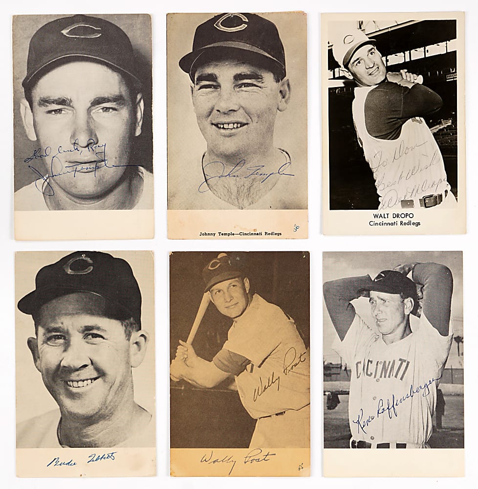 1954 to 1958 Cincinnati Reds Signed Real Photo Postcards (100 Different)