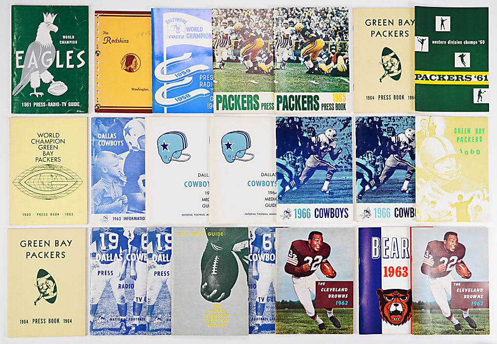 1946-1969 NFL/AFL Media Guide Hoard (599) with Rare Early Issues and Tougher Packers and Cowboys Examples