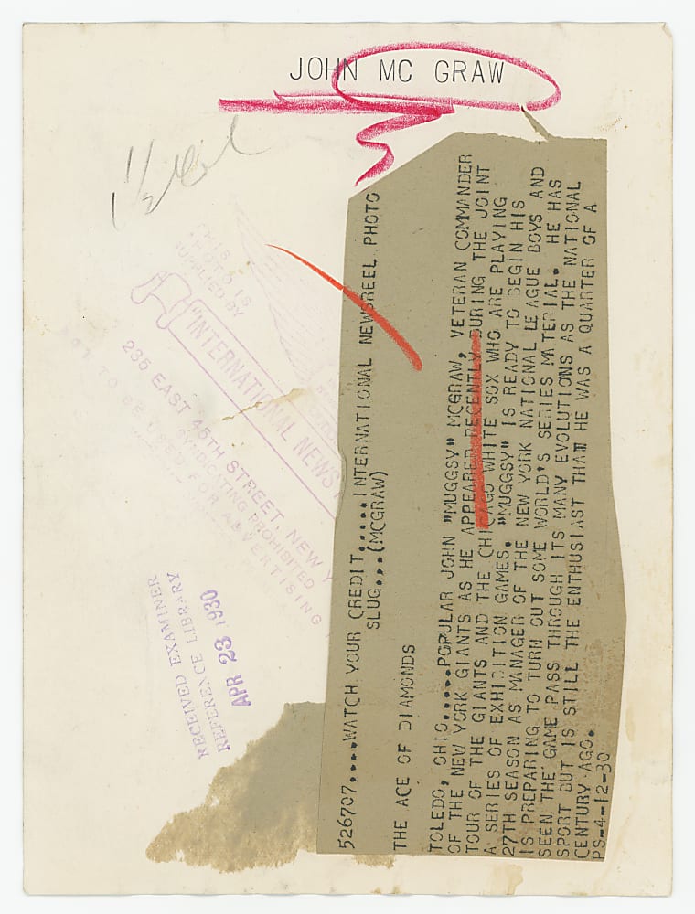 1930 John McGraw Original News Service Photograph - PSA/DNA Type I