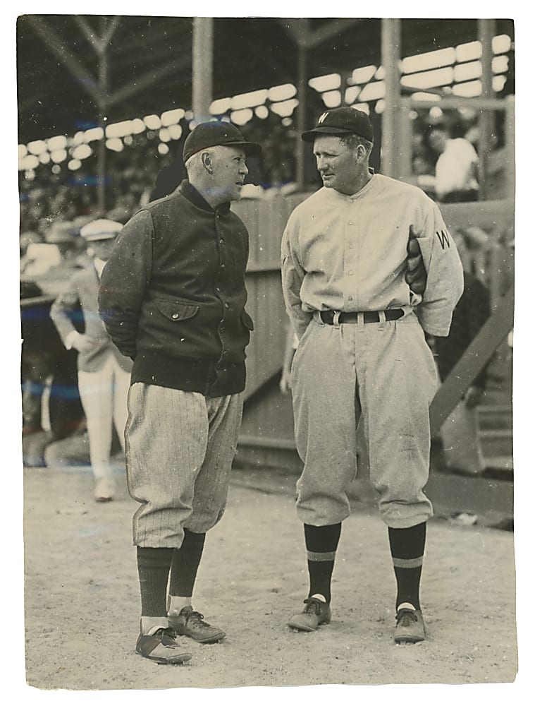 1929 Walter Johnson and Johnny Evers Original News Service Photograph - PSA/DNA Type I