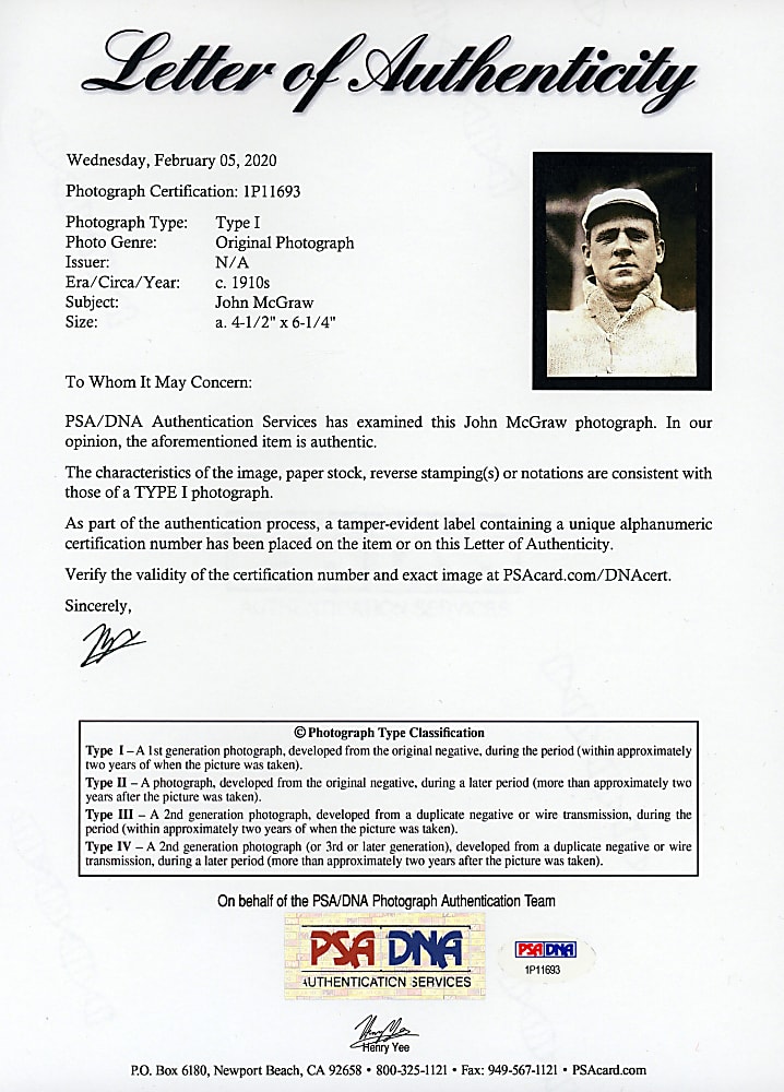 Circa 1910s John McGraw Original News Service Photograph - PSA/DNA Type I