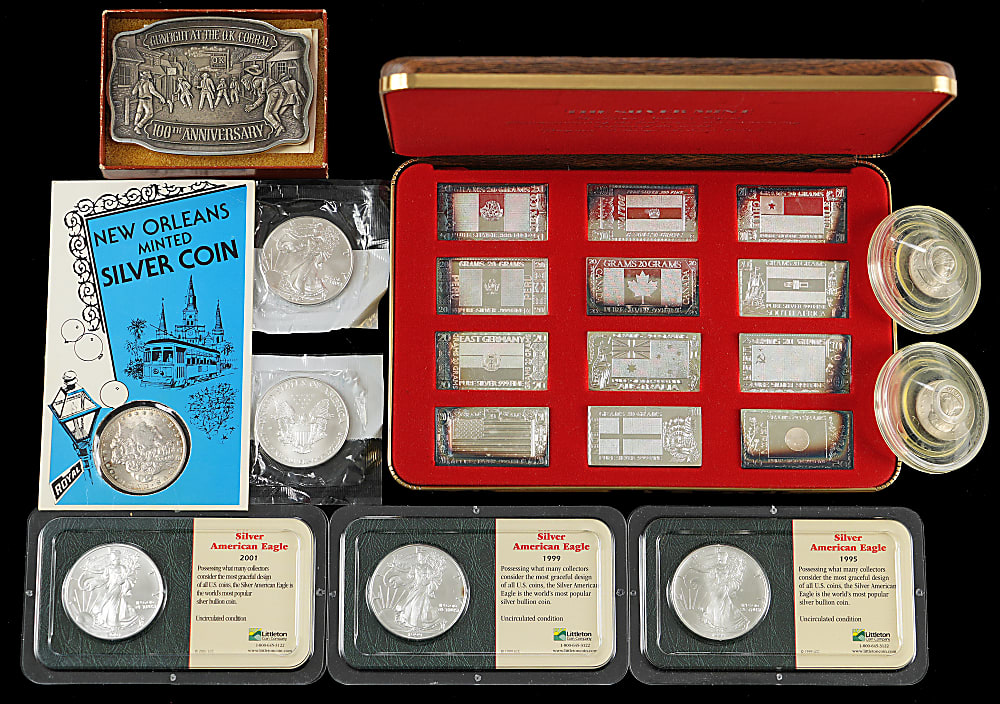 U.S./Foreign Coin Treasure Chest Bundle with Type Coins & Silver Mint Nations Ingot Set