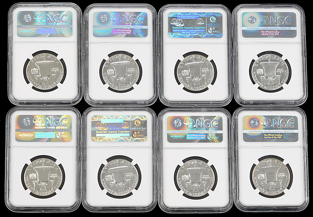 1956-1963 Franklin Proof Silver Half Dollar NGC Graded Run (8)