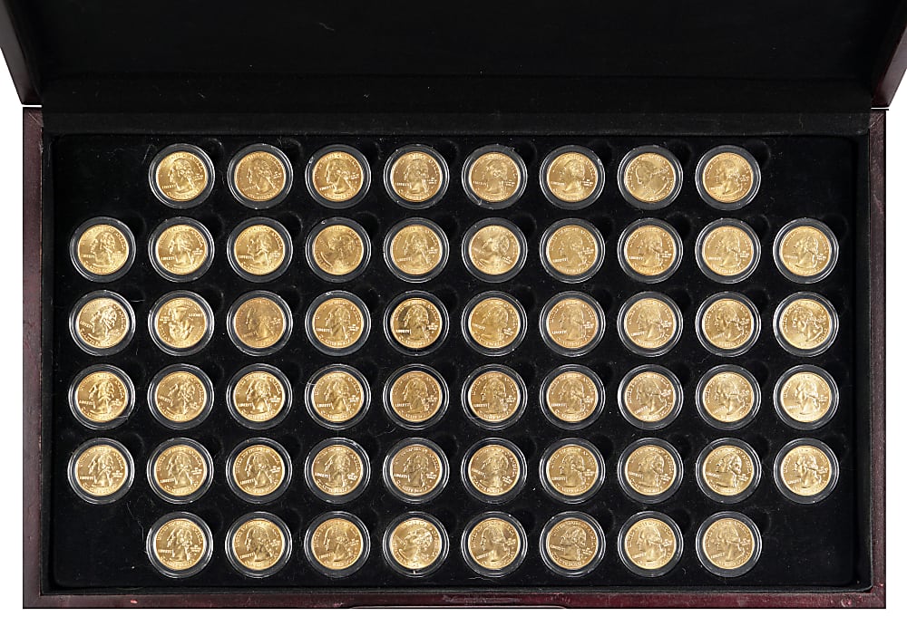 Coin Balance of Collection Bundle with Gold-Plated State Quarter Set & Silver Coins Including Mexico 8 Reales