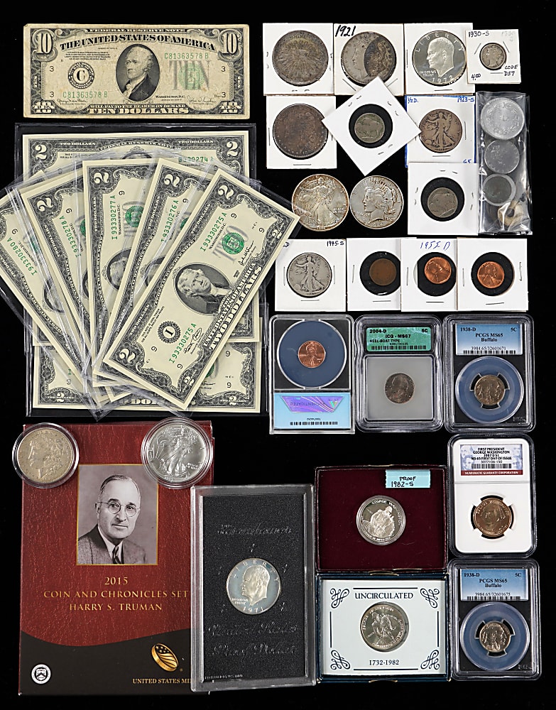 Coin Balance of Collection Bundle with Gold-Plated State Quarter Set & Silver Coins Including Mexico 8 Reales