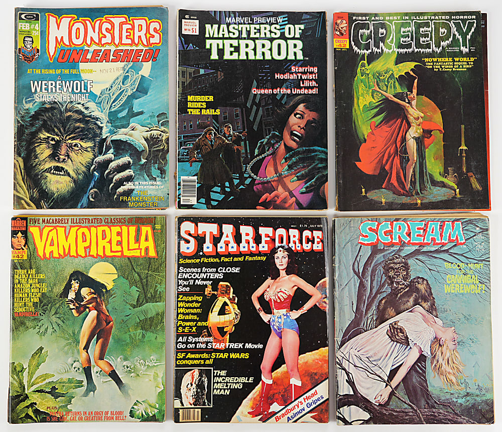 1970s Horror/Sci-Fi/Other Magazine Collection (53) with Savage Tales #1 & (14) Vampirella