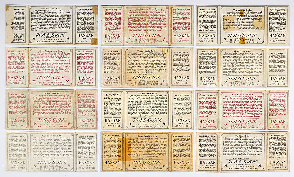 1912 T202 Hassan Triple Folders Collection (12) with Hall of Famers Including Mathewson, Collins & Tinker