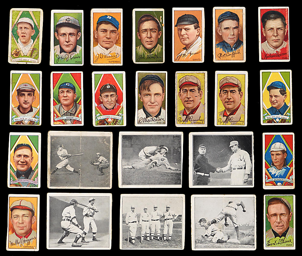 1912 T202 Hassan Triple Folders Separated Panels Collection (83) with (25) Hall of Famers Including (2) Ty Cobb