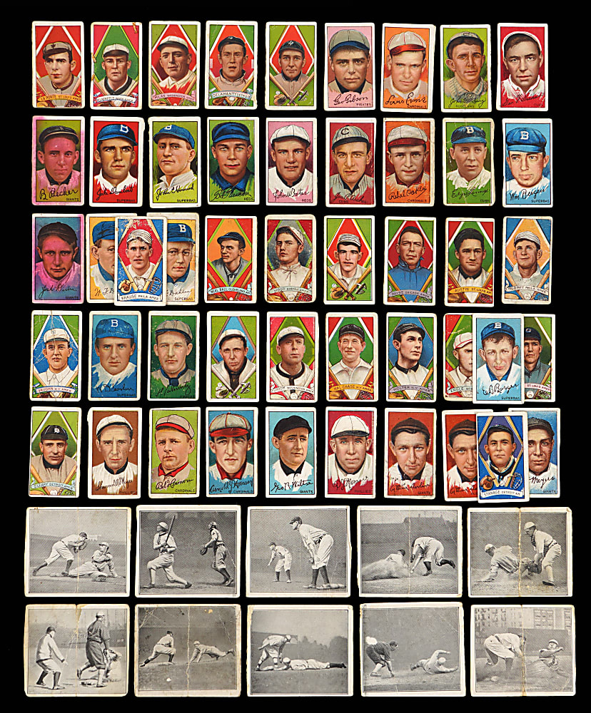 1912 T202 Hassan Triple Folders Separated Panels Collection (83) with (25) Hall of Famers Including (2) Ty Cobb
