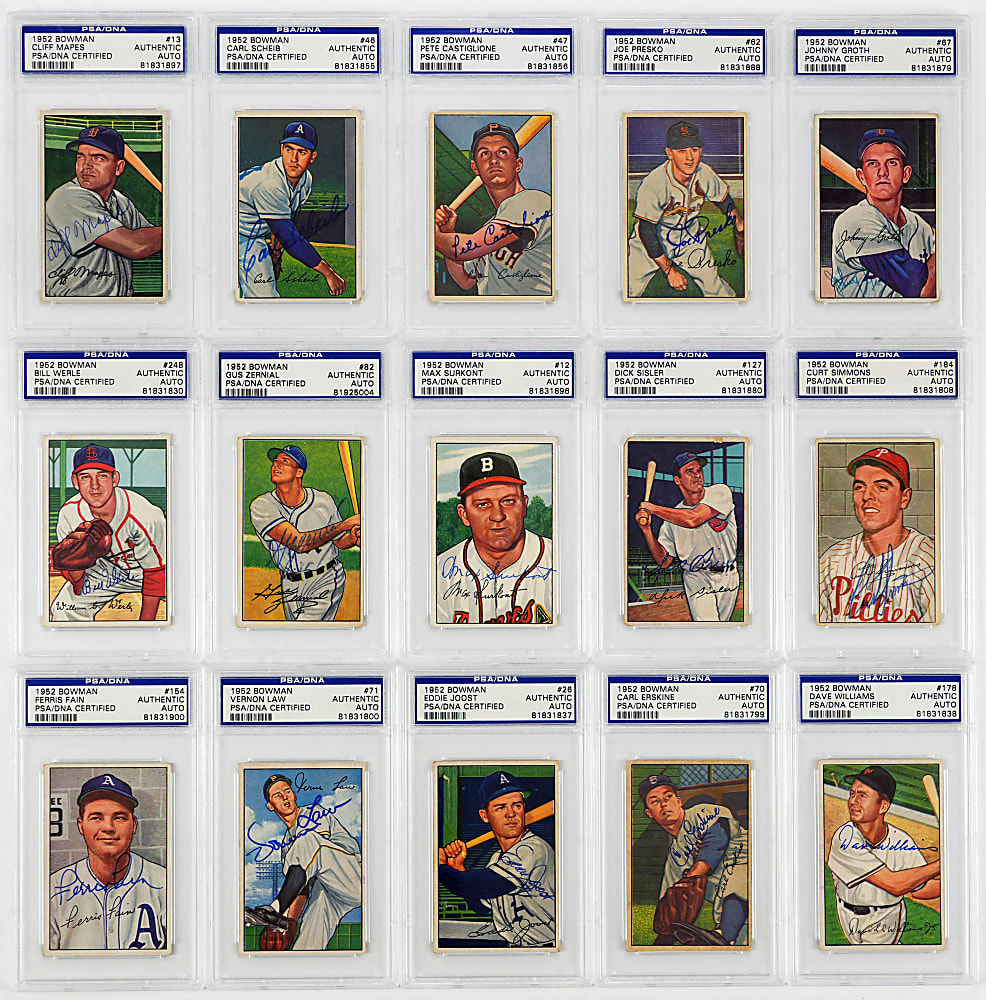 1952 Bowman Signed PSA/DNA AUTHENTIC Graded Starter Set (39)