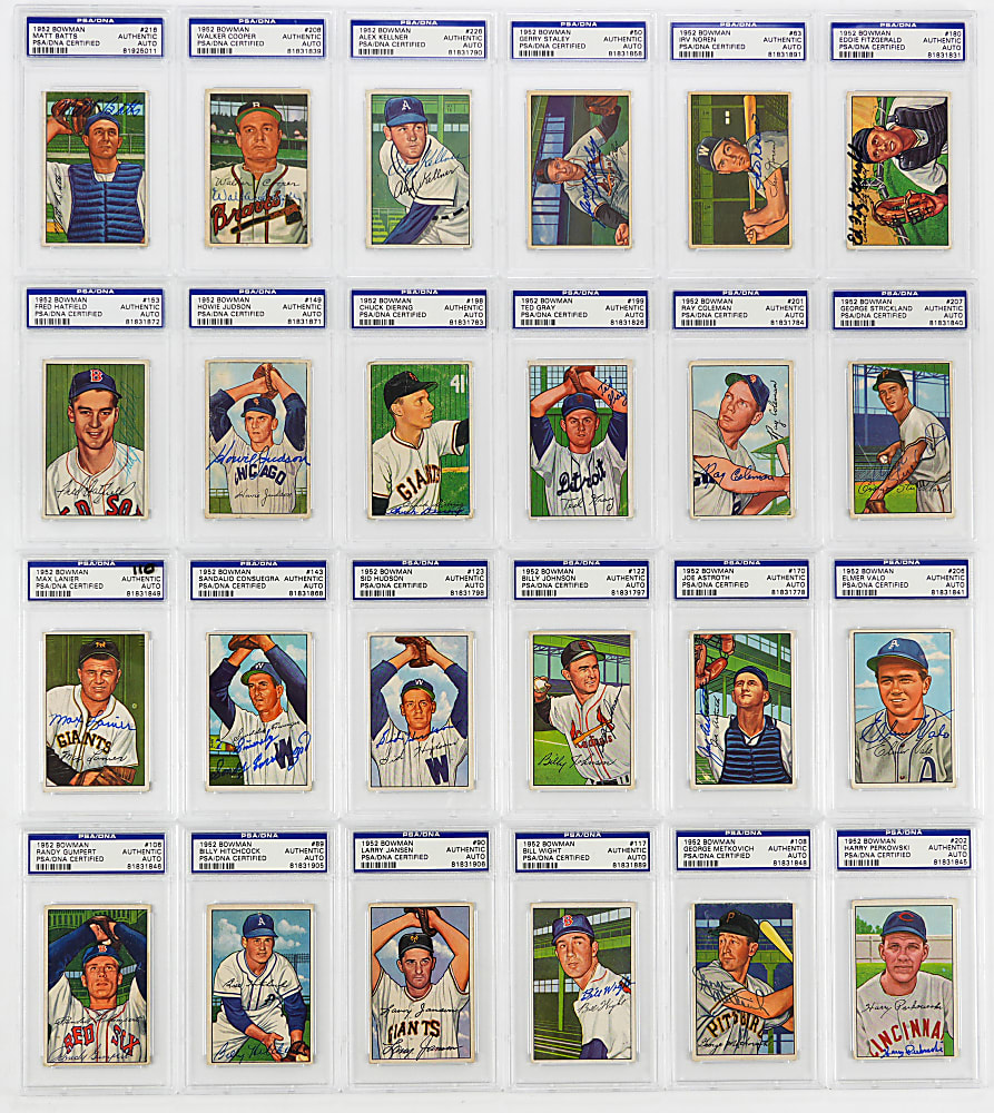 1952 Bowman Signed PSA/DNA AUTHENTIC Graded Starter Set (39)