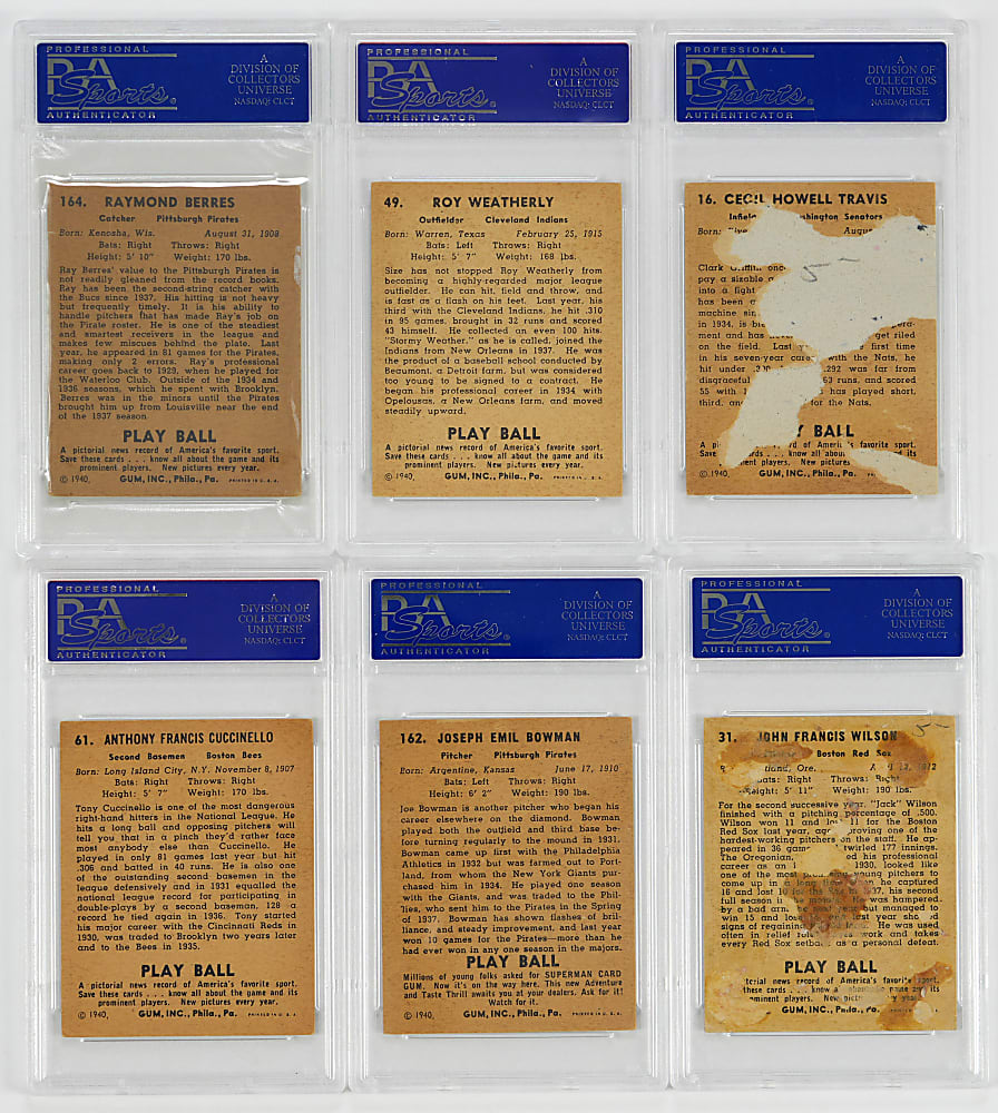 1940 Play Ball Signed PSA/DNA AUTHENTIC Graded Collection (13)