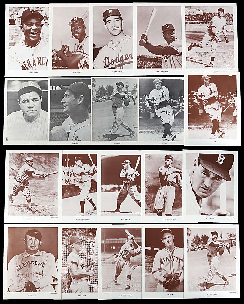 1960s Baseball Premiums Collection (95) with "Baseball Monthly" Near Set (85/89) & Sports Pix (10) Including Ruth, Gehrig, Cobb, DiMaggio, T. Williams