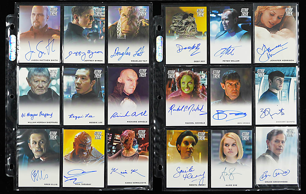 2014 Rittenhouse Archives Star Trek Into Darkness Collection with Autograph Card Near-Complete Set (31/33) & Uniform Badge Complete Set (24)