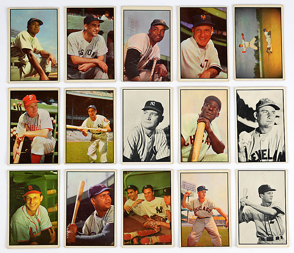 1953 Bowman Partial Set Pair with Color (94/160) & Black & White (39/64) Including (18) Hall of Famers